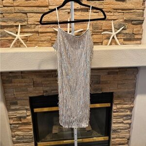 Trixxi Silver Sequin Mini Dress